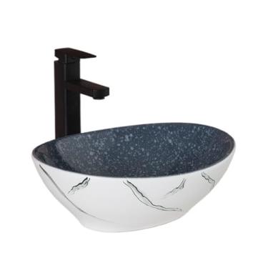 Imagem de Vessel Vanity Sink Banheiro Engrossado Pia Cerâmica Alta Temperatura Arte Nórdica Acima do Balcão Bancada Moderna
