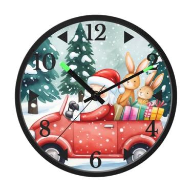 Imagem de STAYTOP Relógio de parede LED de Papai Noel para quarto com brilho noturno, relógios de parede silenciosos de 30 cm para decoração de sala de estar, controle de som, relógio de parede moderno que