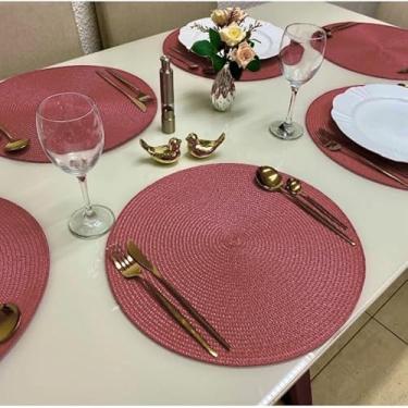 Imagem de Kit 4 ou 6 Jogo Americano Redondo Jantar Mesa Posta Cozinha 38cm(Vinho,6)