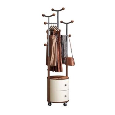 Imagem de KHUTRW3D Suporte de chapéu de madeira maciça, cabide de aço inoxidável, quarto, varanda, sala de estar, armário de armazenamento móvel, árvore (J102)