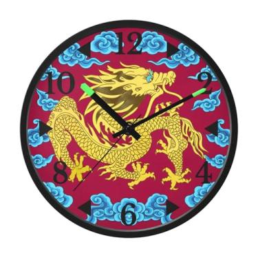 Imagem de STAYTOP Relógio de parede LED Golden Dragon para quarto com brilho noturno, relógios de parede silenciosos de 30 cm para decoração de sala de estar, controle de som, relógio de parede moderno que