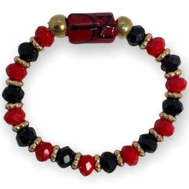 Imagem de Pulseira Pomba Gira Preta E Vermelha Firma Cristal E Sil. - Lua Místic