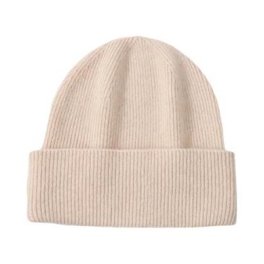 Imagem de Gorro Feminino De Inverno Quente E Macio Em Cashmere Puro, Cor Sólida,