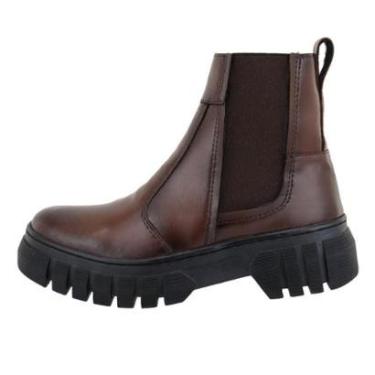 Imagem de Bota Botina Feminina Calce Facil Ajuste Elastico Puxador Traseiro Solado Tratorado Borracha-Feminino