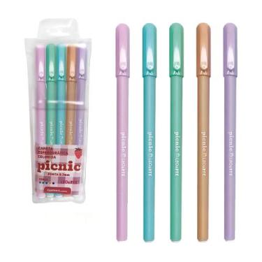 Imagem de Caneta Esferográfica Picnic 0.7 Colorida - Estojo com 5 Unidades Leoar