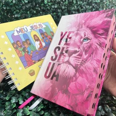 Imagem de Kit Bíblia Yeshua Rosa ARC Livro de Colorir Cristão Meu Jesus 50 Págin
