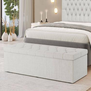 Imagem de Calçadeira Baú Sagitarius em Linho para Cama Box Casal Queen 160cm