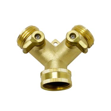Imagem de C/H Divisor de mangueira de jardim, conector de mangueira Y de latão de 2 vias, conector Y de latão divisor Y conector de mangueira bidirecional coletor de latão