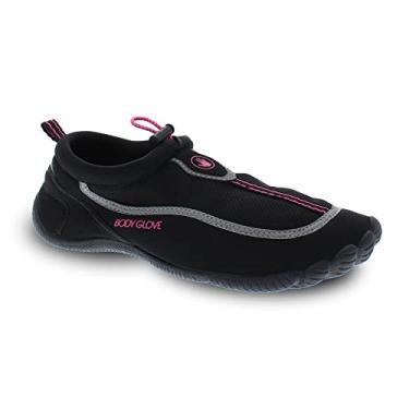 Imagem de Body Glove Sapatos aquáticos femininos | Sapatos aquáticos Riverbreaker femininos – Sapatos de praia femininos duráveis de secagem rápida, sapatos de natação aqua, sapatos descalços, Preto/rosa neon, 7