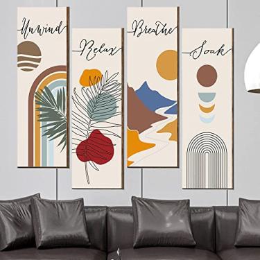 Imagem de Idle Decormay conjunto de 4 peças retrô estilo abstrato placa de porta de madeira placa para casa banheiro quarto cafeteria bar decoração de parede de natal (tipo A)