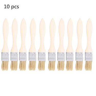 Imagem de Conjunto de 10 Escovas de Basting para Churrasco, Pincel de Pastelaria para Acampamento ao Ar Livre, Churrasqueira, Escova de Óleo de Bastificação, Alça de Madeira de Cerdas de Javali para Grelhamento, Carne de Churrasco, Bolos e Pastéis