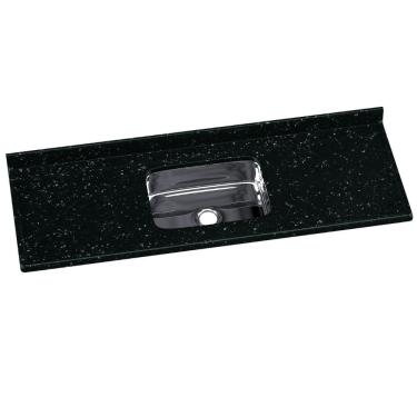 Imagem de Tampo para Pia de Cozinha Rorato Mármore Sintético com Cuba em Inox 150x55cm - Preto