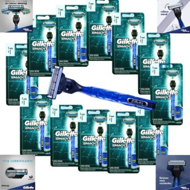 Imagem de Aparelho Barbeador Gillette Mach3 Aqua Grip = Kit Com 12 Gillette Mach3 Aqua Grip
