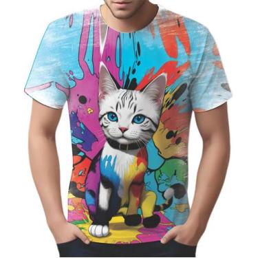 Imagem de Camiseta Camisa Tshirt Gato Gatinho Pop Art Abstrata Hd 5 - Enjoy Shop