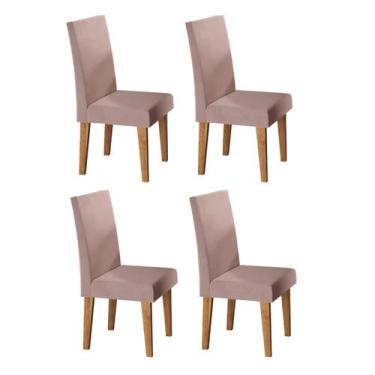 Imagem de Kit Com 4 Cadeiras Para Sala De Jantar Mdp/Mdf Wallace Veludo Rosa - V