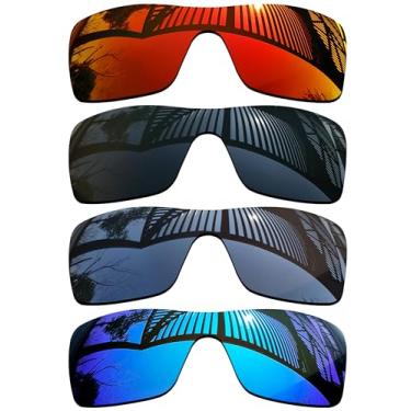 Imagem de MYCOURAG 4 peças de lentes polarizadas de substituição para óculos de sol Oakley Batwolf OO9101 - preto sólido + titânio + azul gelo + vermelho fogo