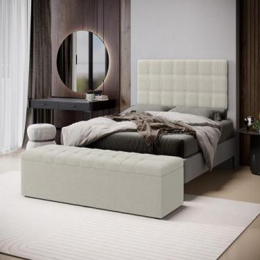 Imagem de Kit Painel Rana 200 e Calçadeira Alpha Bouclê Aradecor, OFF WHITE, KIN