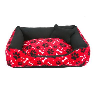 Imagem de Caminha Pet Dog Para Cachorro Ou Gato Grande 70x55cm Ossinho Vermelho 