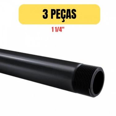 Imagem de Kit 3 tubo eletroduto pvc antichama 1 1/4 x 1 metro - DUTRAPLAST