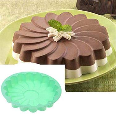 Imagem de Molde de bolo grande de silicone 23 cm, forma de flor, redondo, antiaderente, assadeira, marrom/cheesecake/tarte/peça/flana/bandeja de assar de pão da EORTA para aniversário, aniversário, festa, cor aleatória