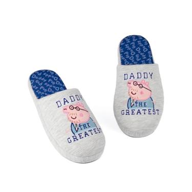 Imagem de Peppa Pig Pantufas masculinas para adultos, presente para papai, sapatos de casa, Cinza, 12-13