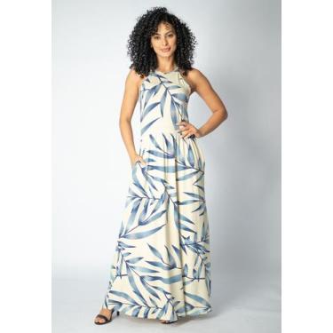 Imagem de Vestido Longo Jennifer Malha Trapézio com Bolso Bambu Azul - Amazonia 