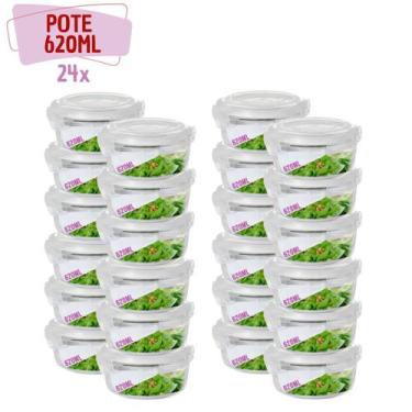 Imagem de Kit 24 Pote Vidro Hermético 4 Travas Redondo 620ml Marmita - QUALITY H