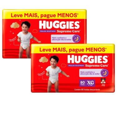 Imagem de Kit 2 Fralda Roupinha Huggies Supreme Care Tamanho XG 80 Unidades Desc