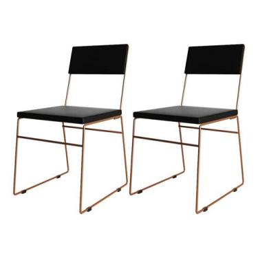 Imagem de Kit 2 Cadeiras de Jantar Málaga Assento material sintético Preto Base 