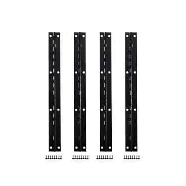 Imagem de QCAA Dobradiça de piano de latão sólido de 180 graus com parafuso de aço inoxidável, 8 x 3/10 x 0,8 mm, preto fosco, pacote com 4, feito em Taiwan