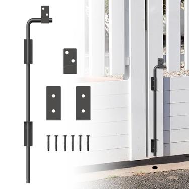 Imagem de URDOGSL Haste suspensa quadrada de 91,4 cm com acabamento preto - Trava de aterramento de portão de aço projetada para portões de vinil de metal de madeira - 1 pacote