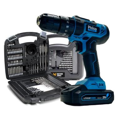 Imagem de Parafusadeira e Furadeira Bateria 21V Com Jogo de Brocas 90 Peças Fasterr