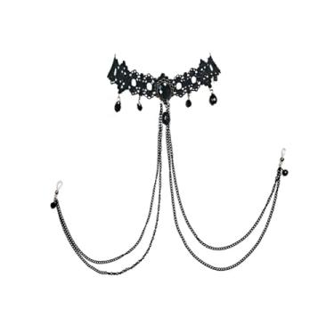 Imagem de Anéis falsos sensuais para mamilos, nó de mamilo, colar de gargantilha de renda preta, anéis de mamilo, corrente de mamilo, corrente para mulheres, acessórios de roupas, Large, Emborrachado, Sem Pedra