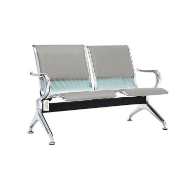 Imagem de Cadeira Longarina Com Est Cromada 2 Lugares Colors Cinza Claro