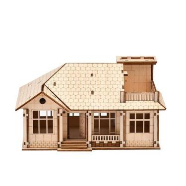 Imagem de Kit de modelos de madeira 3D Puzzle FOKKAH Modern Villa para adultos
