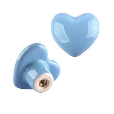 Imagem de Puxador de porta de cerâmica em forma de coração, 2 peças, puxador para quarto de menina grande e divertido, puxadores de decoração para armário/armário/guarda-roupa/gaveta/banheiro (estilo formato de