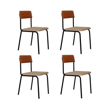 Imagem de Conjunto com 4 Cadeiras Fit Polipropileno Areia e Caramelo com Preto
