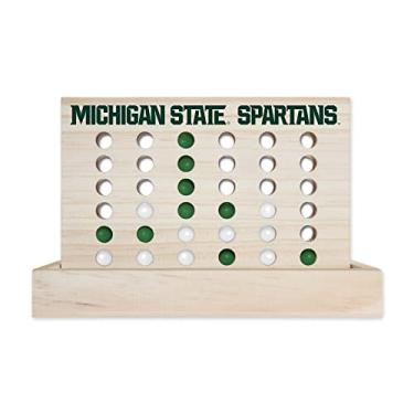 Imagem de Rico Industries Jogo de tabuleiro NCAA Michigan State Spartans 10 cm em uma fileira de madeira 10 cm uma fileira de jogo de tabuleiro para viagem 4 jogos de tabuleiro para crianças e adultos