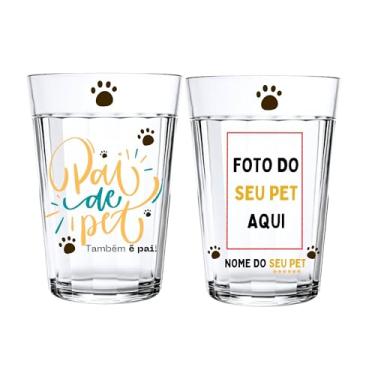 Imagem de Jogo 2 Copos 190ml Vidro Coleção Seu Pet é Arte Personalizados Foto + Nome Não Desbota Mãe/Pai de Pet (PAI DE PET)