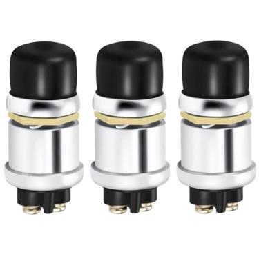 Imagem de YSIL Interruptor de botão de partida do motor 12 V 50 A à prova d'água resistente botão de pressão momentâneo para veículos carros, caminhões, barcos, trailers, 3 peças