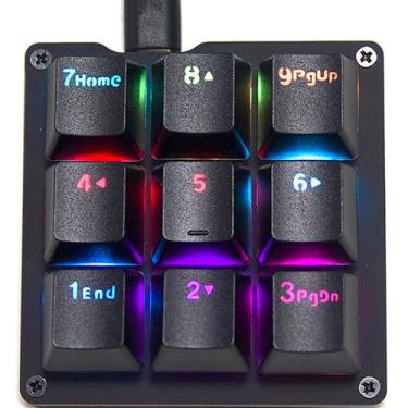 Imagem de Teclado macro mecânico para jogos com uma mão, 24 macro programável, teclado numérico, teclado de 9 teclas, concurso elétrico, teclado RGB retroiluminado para jogos, teclas pretas