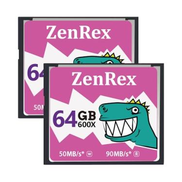 Imagem de ZenRex Pacote com 2 cartões de memória Compact Flash de 64 GB, cartão CF UDMA de alta velocidade para Camere