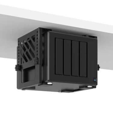 Imagem de Suporte embaixo da mesa compatível com NAS, PC, CPU, SFF PC (formato pequeno), suporte para Xbox Series X embaixo da mesa com alças de cabo, altura ajustável, economia de espaço