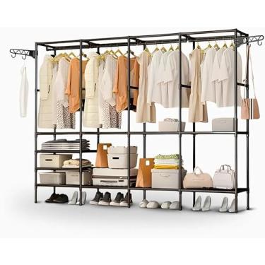 Imagem de Arara Sapateira Cabideiro Multiuso com 4 Colunas e 10 Prateleiras – Armário Organizador de Roupas e Sapatos para Quarto e Closet, Estrutura Reforçada e Montagem Fácil