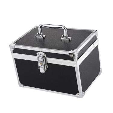 Imagem de MotiveTech Estojo de maquiagem com alça, compartimento para maquiagem, utensílios de maquiagem, armazenamento para produtos de beleza e costura, Preto