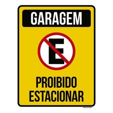 Imagem de Kit 3 Placas Garagem Proibido Estacionar Amarela 36X46