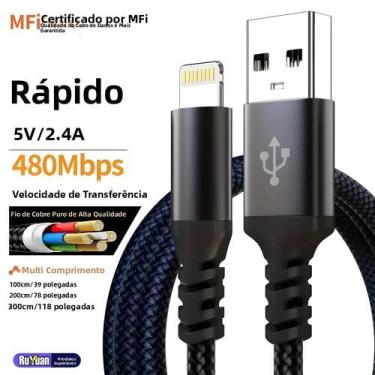 Imagem de Cabo USB Para Lightning Com Carregamento Rápido Para iPhone 14 13 12 1