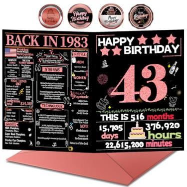 Imagem de Joycard Cartão de aniversário de 43 anos com envelope, decorações de aniversário de 43 anos para mulheres, presentes de aniversário para ela, cartões de feliz aniversário para esposa de 43 anos, em