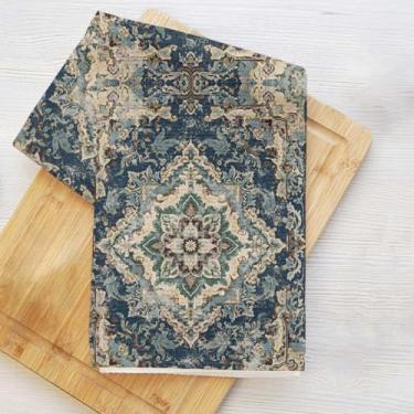 Imagem de Toalhas de cozinha com padrão floral vintage, boho vintage flor estética decorativa toalha de prato de microfibra absorvente toalha de chá, toalhas de mão azul verde para casa de fazenda casa de banho
