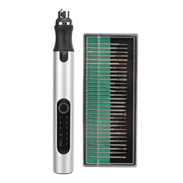 Imagem de KIMISS Caneta de Gravação Elétrica Recarregável USB, Mini Ferramenta de Retificação Sem Fio Com Desligamento Automático, Velocidade Ajustável e Luzes Indicadoras para Projetos DIY (Prata)